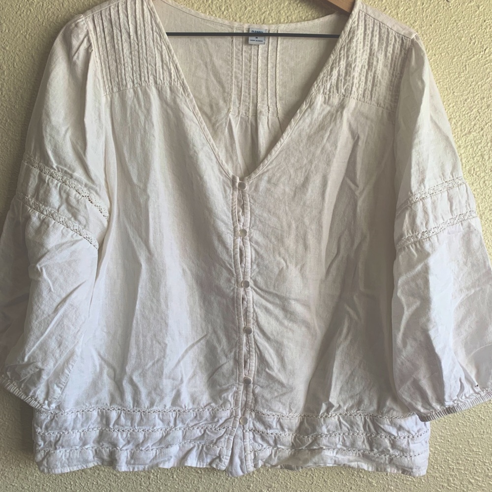 White embroidered peasant top